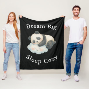 Schattige Slaperige Panda op Wolk Waterverf Fleece Deken