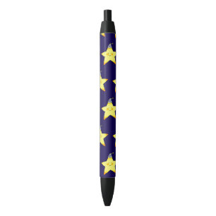 Schattige Slaperige Ster Cartoon Illustratie Zwarte Inkt Pen