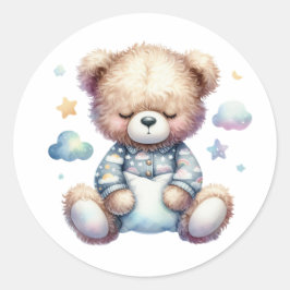 schattige slaperige teddybeer ronde sticker