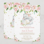 Schattige Sleepy Elephant Virtual Baby shower per  Kaart (Voorkant / Achterkant)
