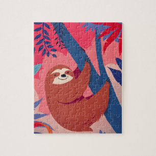 Schattige sleuf in roze kleurrijk Oerwoud Legpuzzel