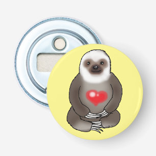 schattige sloep met rood hart button flesopener