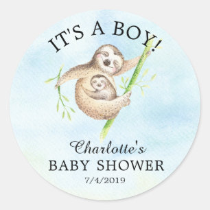 Schattige Sloth Baby shower Favor Sticker