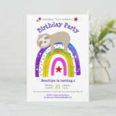 Schattige Sloth Boho Regenboog Eenvoudig Modern Ve Kaart (Staand voorkant)