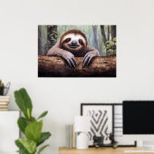 Schattige Sloth-profiel Poster (Thuiskantoor)