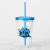 Schattige Smiling Snail Black Omtrek blauw omhulse Acryl Drinkbeker (Voorkant)