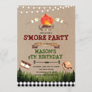 Schattige S'More Bonfire-feestuitnodiging Kaart