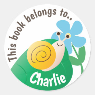 Schattige Snail and Flower Gepersonaliseerd boek b Ronde Sticker