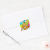 Schattige Snail Groovy Summer Mail Square Vierkante Sticker (Envelop)