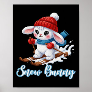 Schattige Sneeuw Konijn Ski Liefhebber Winter Afda Poster