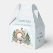 Schattige Sneeuwman Blauw Winter 1e Verjaardag Fav Bedankdoosjes (Voorkant Zijde)