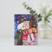 schattige sneeuwman briefkaart (Staand voorkant)