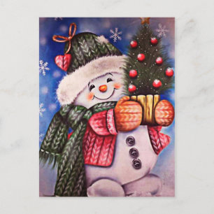schattige sneeuwman briefkaart