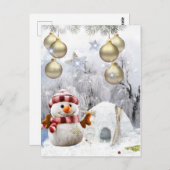 schattige sneeuwman briefkaart (Voorkant / Achterkant)