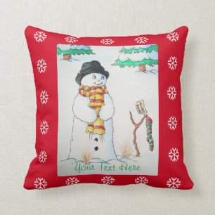 schattige sneeuwman die glimlacht op de sneeuwscèn kussen