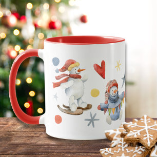 Schattige Sneeuwman Festieve Winter Kerstvakantie Mok