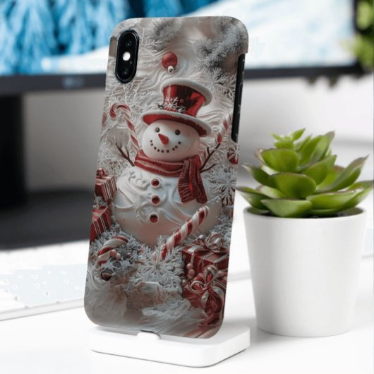 Schattige sneeuwman iPhone Case kerstcadeau