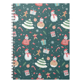 Schattige sneeuwman kerstpatroon notitieboek