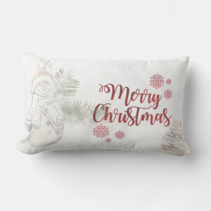 Schattige Sneeuwman Met Kerstman Hoed, Prettig Ker Kussen
