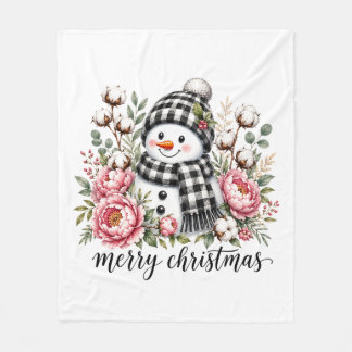 Schattige Sneeuwman Prettig Kerstfeest Fleece Deken