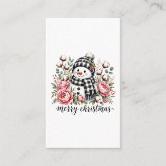 Schattige Sneeuwman Prettig Kerstfeest Informatiekaartje