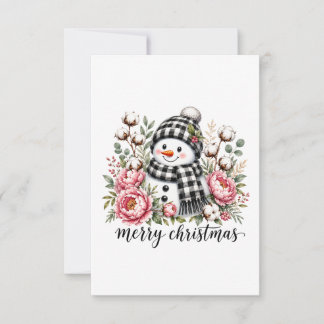 Schattige Sneeuwman Prettig Kerstfeest Notitiekaartje