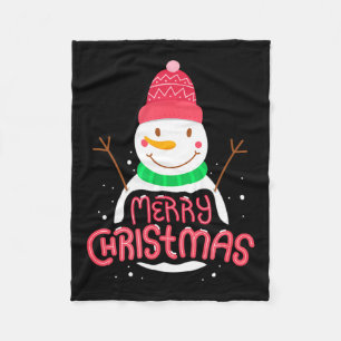 Schattige Sneeuwman Prettig Kerstfeest Prettig Ker Fleece Deken