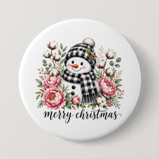 Schattige Sneeuwman Prettig Kerstfeest Ronde Button 7,6 Cm