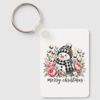 Schattige Sneeuwman Prettig Kerstfeest Sleutelhanger