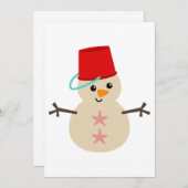 Schattige Sneeuwman van Zand met Emmer als Hoed Feestdagenkaart (Voorkant / Achterkant)