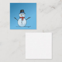 Schattige Sneeuwman Vlakke Notitiekaart