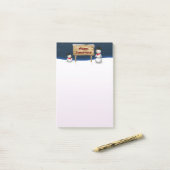Schattige sneeuwmannen die Prettig Kerstfeest wens Post-it® Notes (Op bureau)
