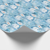 Schattige sneeuwmannen en sneeuwvlokken cadeaupapier (Hoek)
