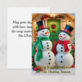 Schattige sneeuwpoppen kaart (Voorkant / Achterkant)