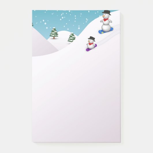 Schattige Sneeuwpoppen op de Snowboard Post-it® Notes (Voorkant)