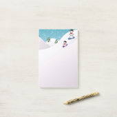 Schattige Sneeuwpoppen op Snowboard Post-it® Notes (Op bureau)
