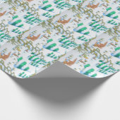 schattige sneeuwscène met fox en konijnen cadeaupapier (Hoek)