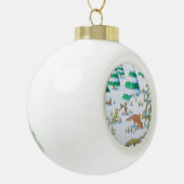 schattige sneeuwscène met fox en konijnen keramische bal ornament (Links)