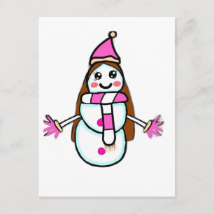 Schattige Sneeuwvrouw – Assinet's Visie op Gelijk Briefkaart