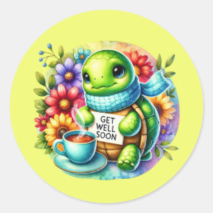 Schattige snel-beter schildpad ronde sticker