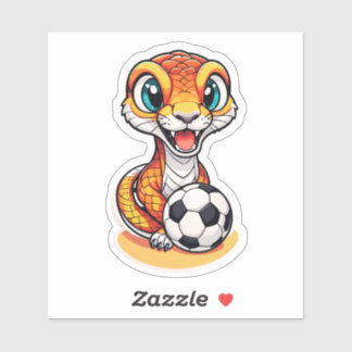 Schattige Sniger Tijger Slang Speelt Voetbal Sticker