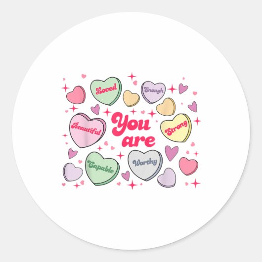 Schattige Snoep Sweet Hearts Teacher Valentijnsdag Ronde Sticker (Voorkant)