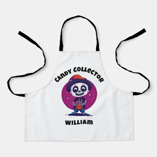 Schattige Snoep Verzamelaar Skelet kinder Hallowee Schort (Voorkant)