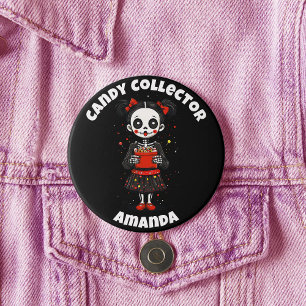Schattige Snoep Verzamelaar Skeleton Meisjes Hallo Ronde Button 7,6 Cm