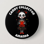 Schattige Snoep Verzamelaar Skeleton Meisjes Hallo Ronde Button 7,6 Cm (Voorkant)