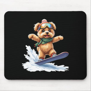 Schattige Snowboarden Hond Winter Sport Mannen Vro Muismat