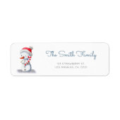 Schattige Snowman Candy Cane Retouradres Etiket (Voorkant)