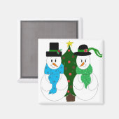 Schattige Snowman Couple Magneet (Voorkant / Achterkant)