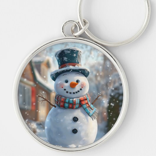Schattige Snowman Sleutelhanger - Schattige winter (Voorkant)
