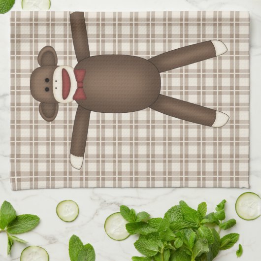 Schattige  Sock Monkey-T - shirts, cadeaus Theedoek (Gevouwen)